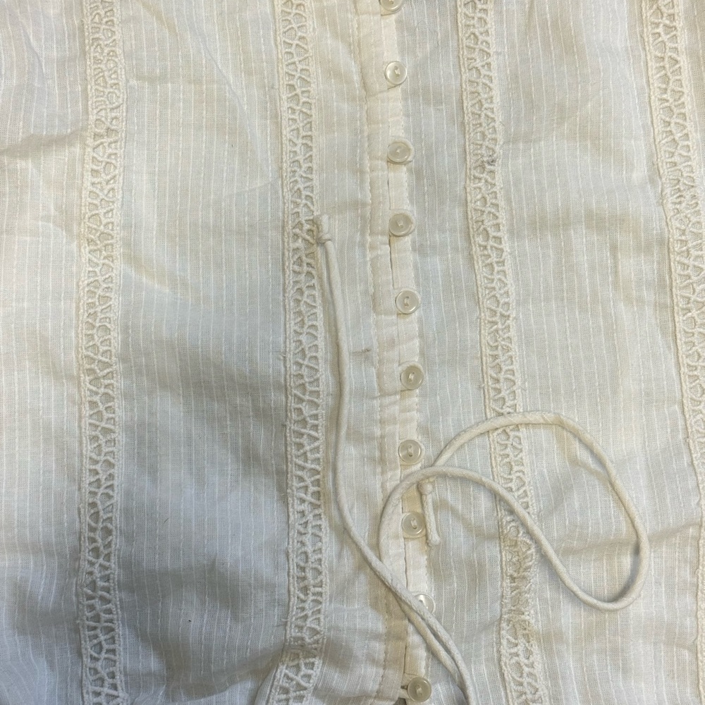 Black Tape Boho Romantic Lace Trim Button-Front Ivory Cotton Cami Top Sz.S - Picture 4 of 8